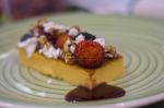 Gourmet Dish Of Ricotta And Pumpkin Sweet Cake Stock Photo