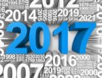 Twenty Seventeen Indicates Happy New Year And Annual 3d Renderin Stock Photo