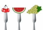 Fruits With Forks Stock Photo