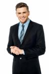 Corporate Guy Posing With Clasped Hands Stock Photo