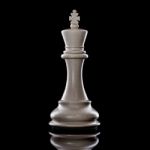 Black And White King Of Chess Setup On Dark Background. Leader A Stock Photo