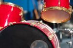 The Red Drum Set Inside Studio Stock Photo