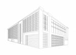 Wireframe Modern Building Stock Photo