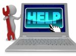 Help Button Means World Wide Web 3d Rendering Stock Photo