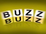 Buzz Blocks Displays Excitement Attention And Public Visibility Stock Photo