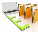 Laptop And Folders Shows Administration And Organized Stock Photo