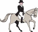 Equestrian Rider Dressage Cartoon Stock Photo