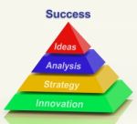 Success Pyramid Shows Progress Achievement Or Winning Stock Photo