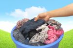 Washing Clothes Stock Photo