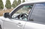Smashed Car Window Stock Photo