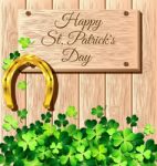 St. Patrick's Day Frame With Gold Horseshoe Stock Photo