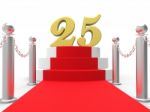 Golden Twenty Five On Red Carpet Means Movie Anniversary Or Reme Stock Photo
