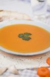 Homemade Carrot Soup Stock Photo