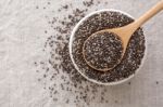 Chia Seeds From Top View Stock Photo