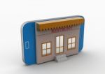 Miniature Of Home In Smart Phone Stock Photo