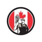 Canadian Industrial Cleaner Canada Flag Icon Stock Photo