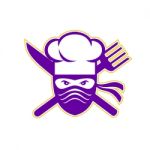 Ninja Chef Crossed Knife Fork Icon Stock Photo