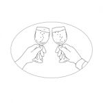 Hands With Wine Glass Toasting Drawing Stock Photo