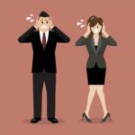 Stressed Business Man And Woman Stock Photo