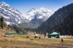 Panoramic View Of Beautiful Mountain Landscape Small Village  Stock Photo