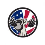 American Hand Barbell Kettlebell Usa Flag Stock Photo