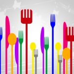 Food Knives Represents Silverware Eat And Spoons Stock Photo