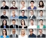 Composition Of Attractively Smiling People Stock Photo