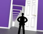 Silhouette Doors Represents Men Human And Outline Stock Photo