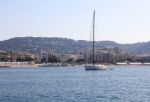 Sailing Boat In The Mediterranean Sea, French Riviera, Cannes, F Stock Photo
