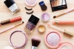 Cosmetics And Makeup Products Stock Photo