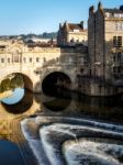 View Of Pulteney Bridge And Weir In Bath Stock Photo
