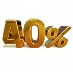 3d Gold 40 Forty Percent Discount Sign Stock Photo