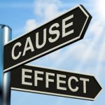 Cause And Effect Signpost Means Results Of Actions Stock Photo