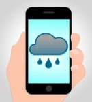 Rain Forecast Online Indicates Internet Rainfall 3d Illustration Stock Photo