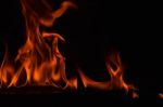 Beautiful Fire Flames On Black Background Stock Photo