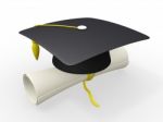 3d Graduation Cap And Diploma Stock Photo