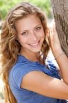 Image Of Closeup Portrait Of A Happy Young Beautiful Woman Stock Photo