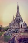 Vintage Wat Phra Si Sanphet, Thailand Stock Photo