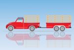 Side View Of Old Pick Up Truck With Trailer Truck Stock Photo
