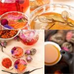 Collection Of Different Herbal Tea Infusion Collage Stock Photo