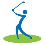Golf Swing Man Indicates Game Human And Player Stock Photo
