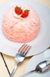 Fresh Strawberry And Whipped Cream Dessert Stock Photo