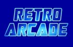 Horizontal Blue Retro Arcade Text Illustration Background Stock Photo