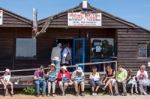 People Enjoying Fish And Chips In Southwold Suffolk Stock Photo
