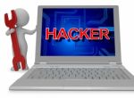 Hacker Sign Shows Spyware Unauthorized 3d Rendering Stock Photo