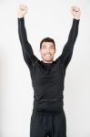 Fitness Male Athlete Celebrating His Success Stock Photo