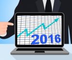 Twenty Sixteen Graph Chart Displays Increase In 2016 Stock Photo
