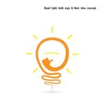 Light Bulb Logo Design With Small Hand Stock Photo