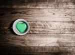 Green Heart Ceramic In Coffee Cup Stock Photo
