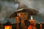 Little's Witch,little Girl In A Witch Costume For Halloween Stock Photo